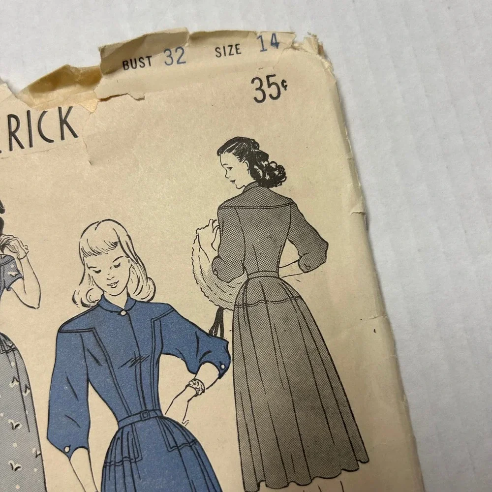 Butterick Vintage1940's? Pattern #4430 Teen Dress Size 14 HTF‎ RARE